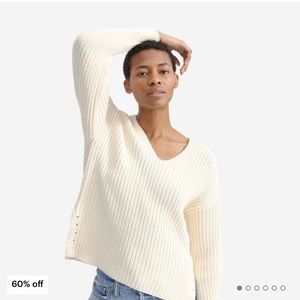 Blue everlane texture cotton vneck sweater